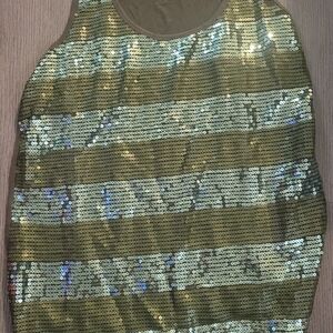 Calvin Klein Black and Green Sequin Y2K Top